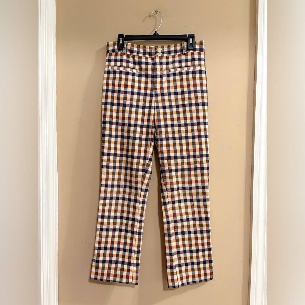 Anthropologie Essential Collection Plaid Straight-Leg Corduroys sz 6